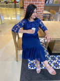 Midnight blue hi low frill dress