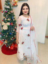 Ivory Cherry Bloom Organza Dress Set