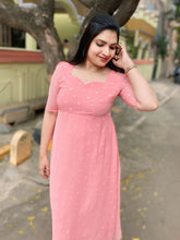 Powder Peach Georgette Swiss Dot Frock