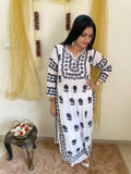 White and Black chickankari kurti