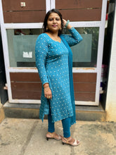 Light teal blue kurthi in dola silk