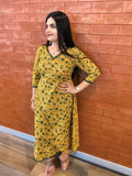 Yellow n green kalamkari kurti