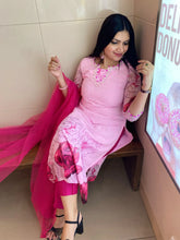 Floral pink suit combo with handwork