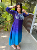 Dual tone blue shade kurthi