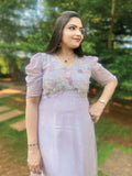 Lilac Hue Ribbon Work Dress