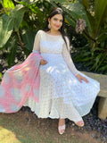 Off white Anarkali dress with multi colour work