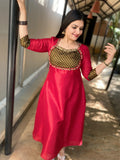 Soft silk dress in red