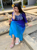 Dual tone blue shade kurthi