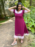 Wine color frill dress