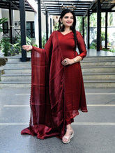 Velvet organza deep maroon suit combo