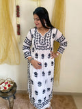 White and Black chickankari kurti