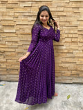 Long pleated dress in deep purple