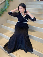 Black swarovski stone long dress