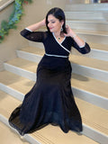 Black swarovski stone long dress