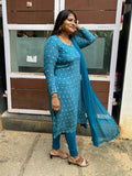 Light teal blue kurthi in dola silk
