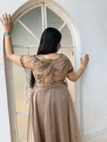 Heavily embellished Turkish gown in hues of antique gold n tan brown