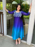Dual tone blue shade kurthi