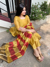 Mustard Royal Contrast Cotton Silk Suit Set