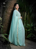 Sea green and lavender panel cut Anarkali