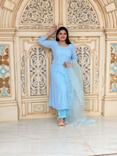 Powder Blue Chikankari Panel-Cut Top