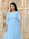 Powder Blue Chikankari Panel-Cut Top