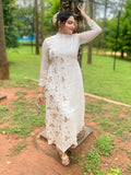 Kerala cream half n half embroidered dress