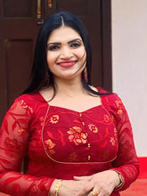 Brasso print bright red A line kurthi