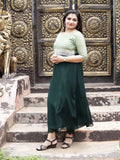 A lines kurthi in shades of green with handwork