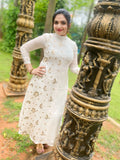 Kerala cream half n half embroidered dress