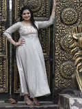 Silky silver Anarkali dress