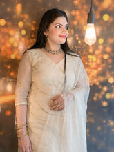 Gold embroidered organza suit combo