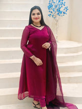 Velvet organza grape wine suit combo