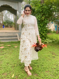 Kerala cream half n half embroidered dress