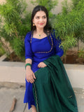 Deep Blue Handwork Silk Dress Set