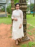 Kerala cream half n half embroidered dress