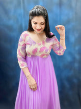 Cotton candy front pleated lavender gown