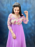 Cotton candy front pleated lavender gown