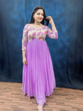 Cotton candy front pleated lavender gown