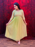 Liril green centre pleated dress