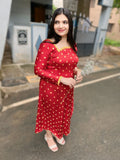 Semi kaftan Bandhini print in chilli red