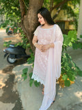 Karachi lace borders soft cotton, suit combo in lilac