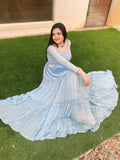 Powder Blue fully pleated gown