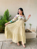Ivory fully pleated Gown Dress