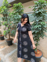 Midnight Bloom Black Rayon Hi-Low Dress