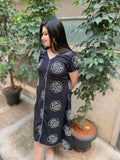 Midnight Bloom Black Rayon Hi-Low Dress
