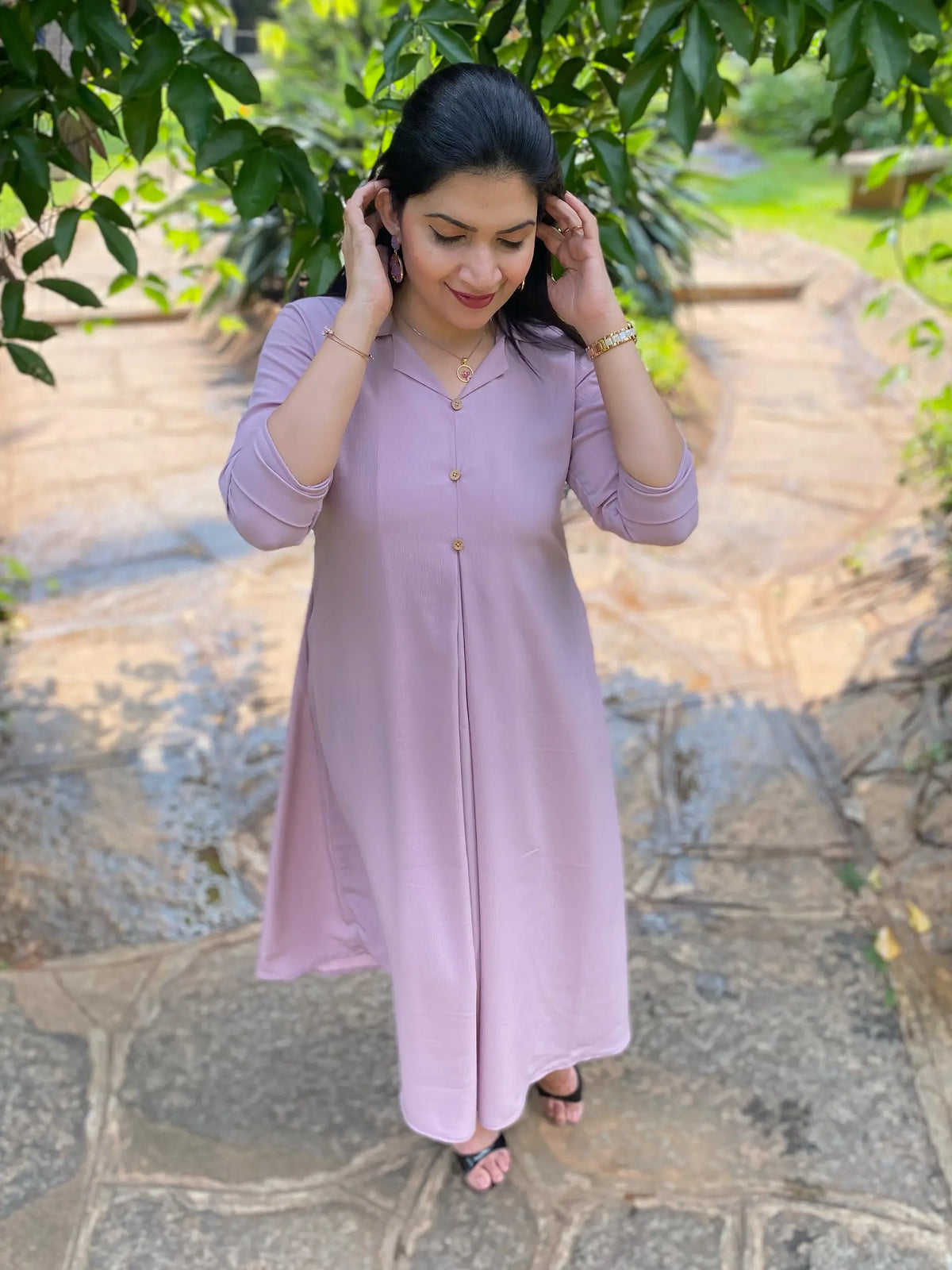 pastel lavender dress Heather Ruffled Maxi Dress