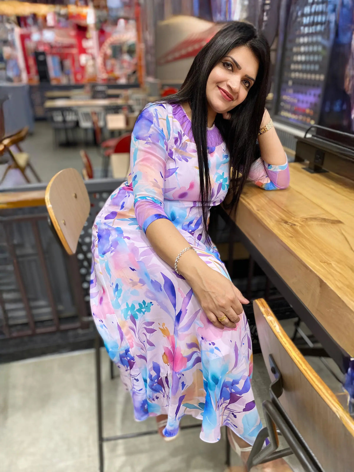 Floral print multicolor frock