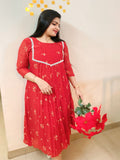 Gulnaar Floral Mul Chanderi Frock