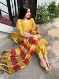 Mustard Royal Contrast Cotton Silk Suit Set
