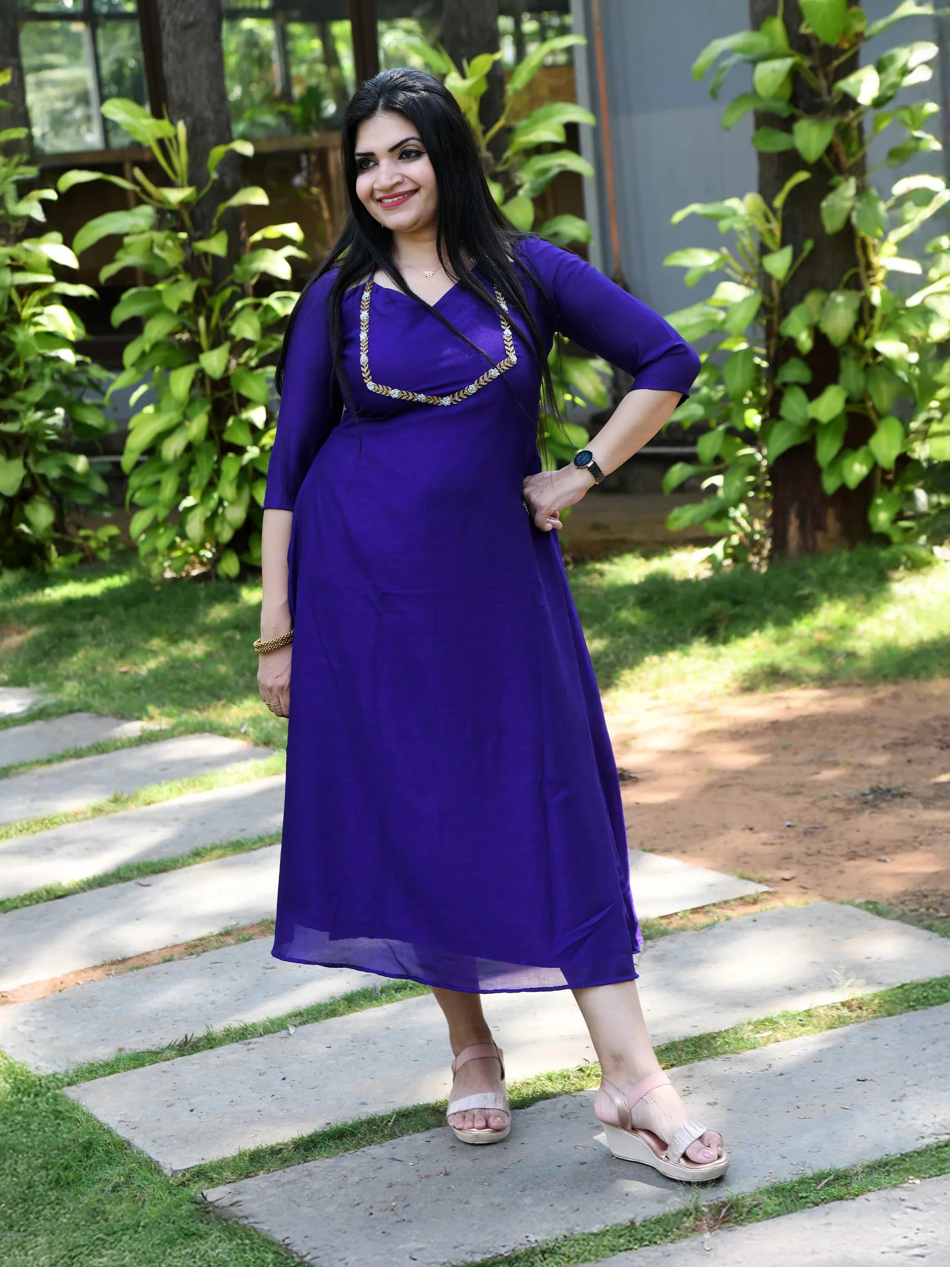 Deep purple Kurti with handwork